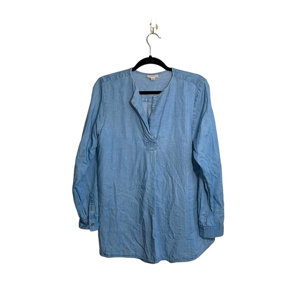 J. Jill Denim Medium Wash Chambray Split Neck Popover Tunic Top Medium Women’s - Picture 10 of 10